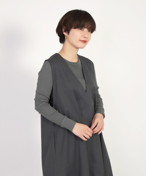 Honnete（オネット）の「[Honnete]  Sleeveless V Wide Dress（ワンピース・レディース・ブラック/グレー・FREE）」の17枚目の写真
