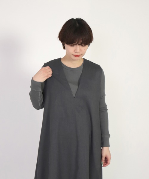 Honnete（オネット）の「[Honnete]  Sleeveless V Wide Dress（ワンピース・レディース・ブラック/グレー・FREE）」の18枚目の写真