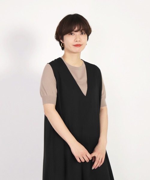 Honnete（オネット）の「[Honnete]  Sleeveless V Wide Dress（ワンピース・レディース・ブラック/グレー・FREE）」の6枚目の写真