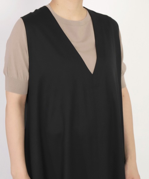 Honnete（オネット）の「[Honnete]  Sleeveless V Wide Dress（ワンピース・レディース・ブラック/グレー・FREE）」の7枚目の写真