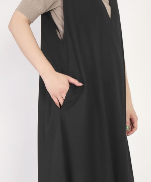 Honnete（オネット）の「[Honnete]  Sleeveless V Wide Dress（ワンピース・レディース・ブラック/グレー・FREE）」の9枚目の写真