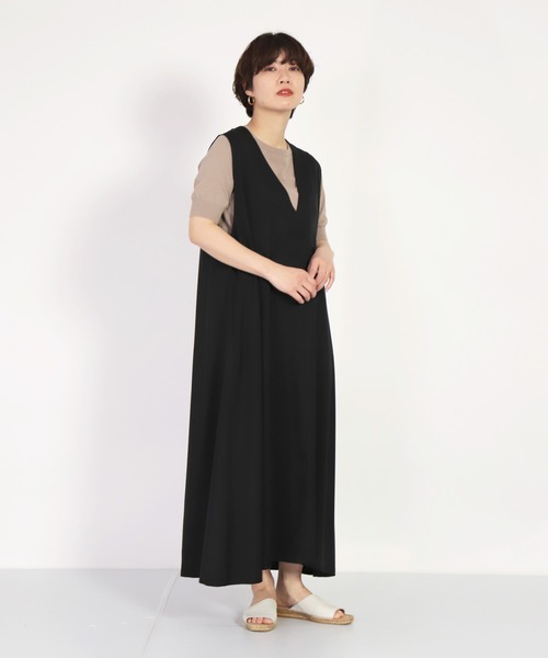 Honnete（オネット）の「[Honnete]  Sleeveless V Wide Dress（ワンピース・レディース・ブラック/グレー・FREE）」の11枚目の写真