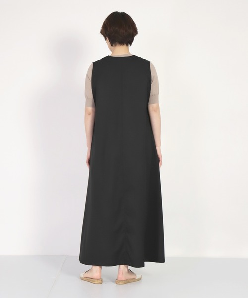 honnete Vネックワンピース　ウールシルク混　Aライン honnete Vネックワンピース ウールシルク混 Aライン