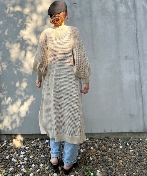 y/m by Yukie(イムバイユキエ)の「アクリルメッシュニットワンピース(ワンピース・レディース・ブラック/ベージュ/グリーン・FREE)」の7枚目の写真