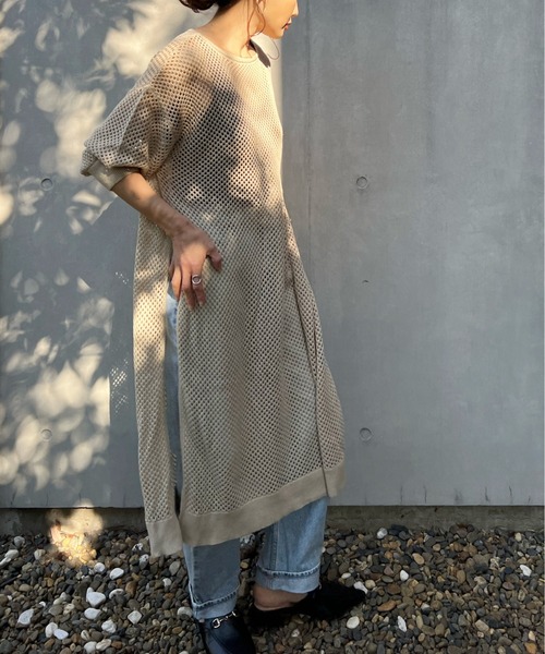 y/m by Yukie(イムバイユキエ)の「アクリルメッシュニットワンピース(ワンピース・レディース・ブラック/ベージュ/グリーン・FREE)」の18枚目の写真