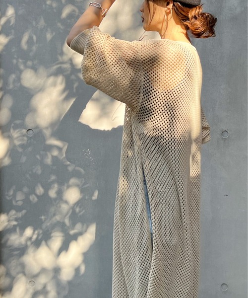 y/m by Yukie(イムバイユキエ)の「アクリルメッシュニットワンピース(ワンピース・レディース・ブラック/ベージュ/グリーン・FREE)」の11枚目の写真