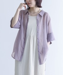 n'OrLABEL | 『バックリボン5分袖シアーシャツ』(シャツ/ブラウス)