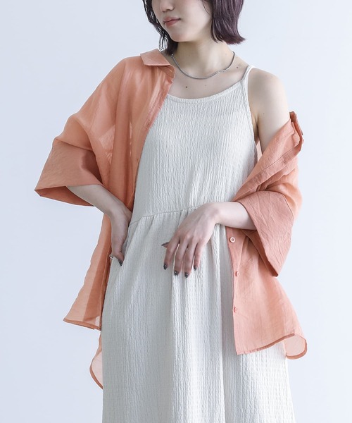 n'OrLABEL（ノアールレーベル）の「『バックリボン5分袖シアーシャツ』（シャツ/ブラウス・レディース・ラベンダー/ブラック/コーラル/グリーン/ライトブルー/アイボリー・FREE）」の2枚目の写真