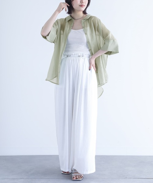 n'OrLABEL（ノアールレーベル）の「『バックリボン5分袖シアーシャツ』（シャツ/ブラウス・レディース・ラベンダー/ブラック/コーラル/グリーン/ライトブルー/アイボリー・FREE）」の14枚目の写真