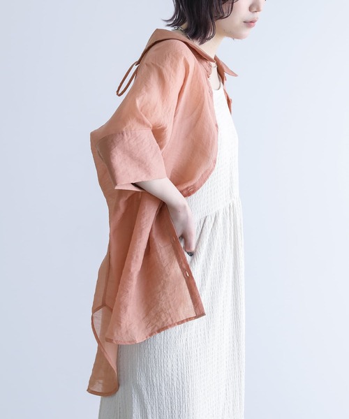 n'OrLABEL（ノアールレーベル）の「『バックリボン5分袖シアーシャツ』（シャツ/ブラウス・レディース・ラベンダー/ブラック/コーラル/グリーン/ライトブルー/アイボリー・FREE）」の11枚目の写真