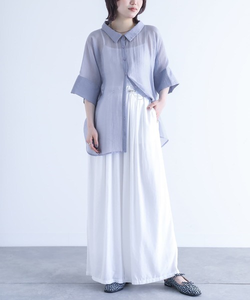 n'OrLABEL（ノアールレーベル）の「『バックリボン5分袖シアーシャツ』（シャツ/ブラウス・レディース・ラベンダー/ブラック/コーラル/グリーン/ライトブルー/アイボリー・FREE）」の17枚目の写真