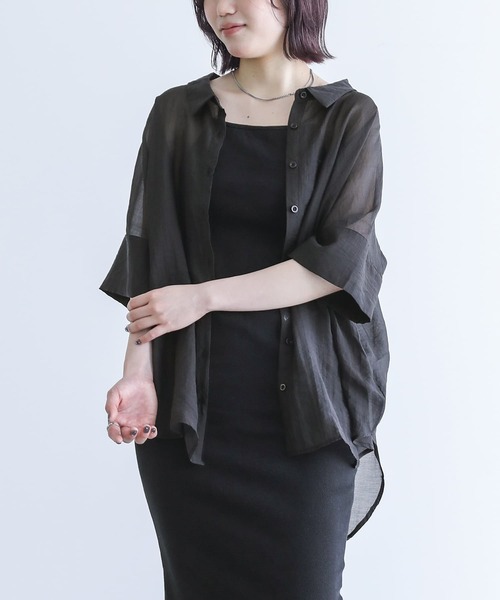 n'OrLABEL（ノアールレーベル）の「『バックリボン5分袖シアーシャツ』（シャツ/ブラウス・レディース・ラベンダー/ブラック/コーラル/グリーン/ライトブルー/アイボリー・FREE）」の20枚目の写真