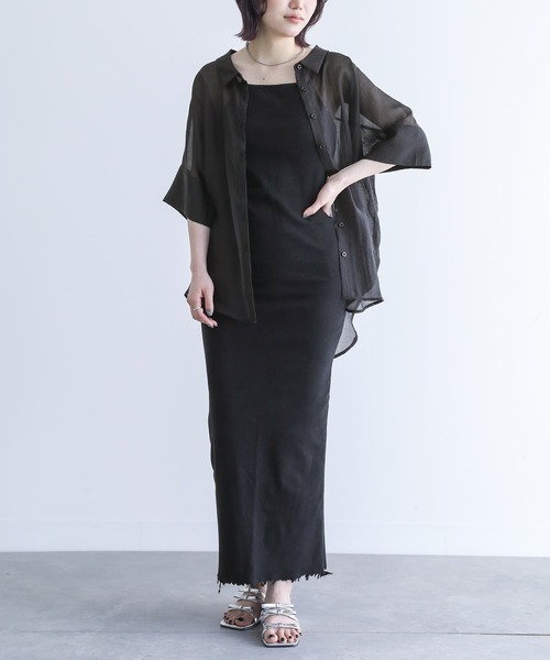 n'OrLABEL（ノアールレーベル）の「『バックリボン5分袖シアーシャツ』（シャツ/ブラウス・レディース・ラベンダー/ブラック/コーラル/グリーン/ライトブルー/アイボリー・FREE）」の21枚目の写真