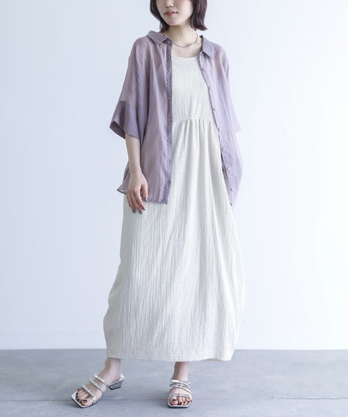 n'OrLABEL（ノアールレーベル）の「『バックリボン5分袖シアーシャツ』（シャツ/ブラウス・レディース・ラベンダー/ブラック/コーラル/グリーン/ライトブルー/アイボリー・FREE）」の10枚目の写真