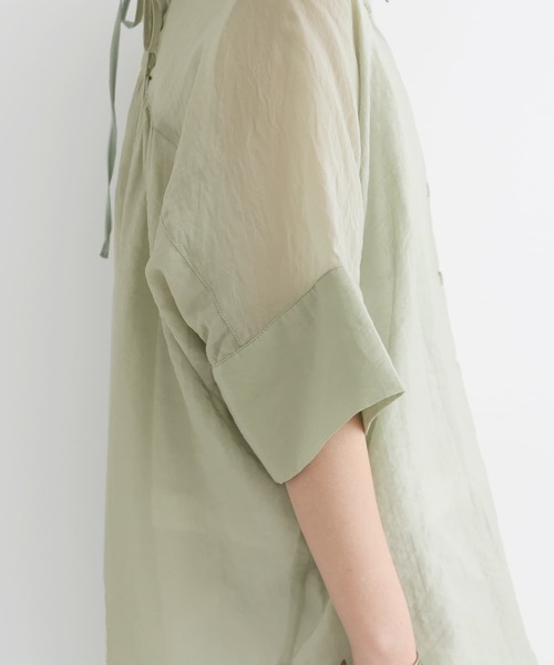 n'OrLABEL（ノアールレーベル）の「『バックリボン5分袖シアーシャツ』（シャツ/ブラウス・レディース・ラベンダー/ブラック/コーラル/グリーン/ライトブルー/アイボリー・FREE）」の15枚目の写真