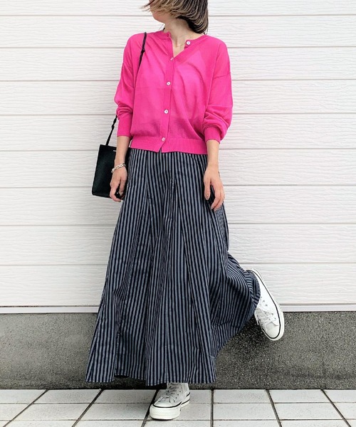 Q（キュー）の「パネルストライプスカート（スカート・レディース・ベージュ系その他/ブルー系その他・MEDIUM）」の8枚目の写真