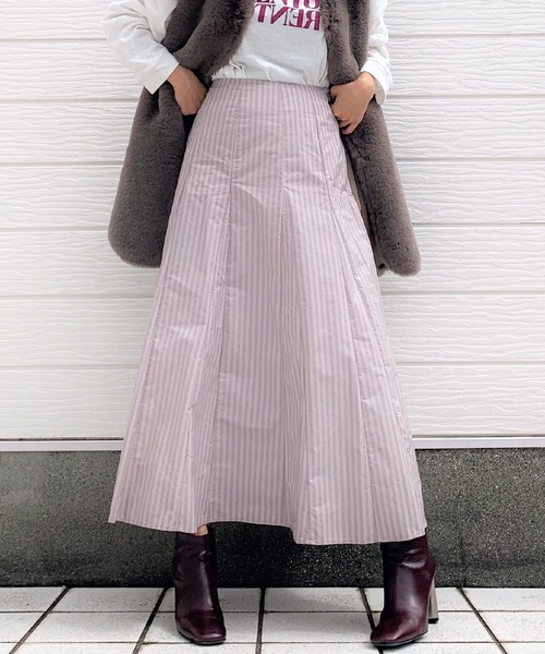 Q（キュー）の「パネルストライプスカート（スカート・レディース・ベージュ系その他/ブルー系その他・MEDIUM）」の10枚目の写真