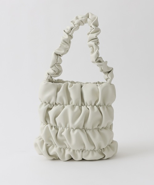 COLONY 2139（コロニートゥーワンスリーナイン）の「シャーリング縦型バッグ（トートバッグ・レディース・アイボリー/ブラック・FREE）」の14枚目の写真