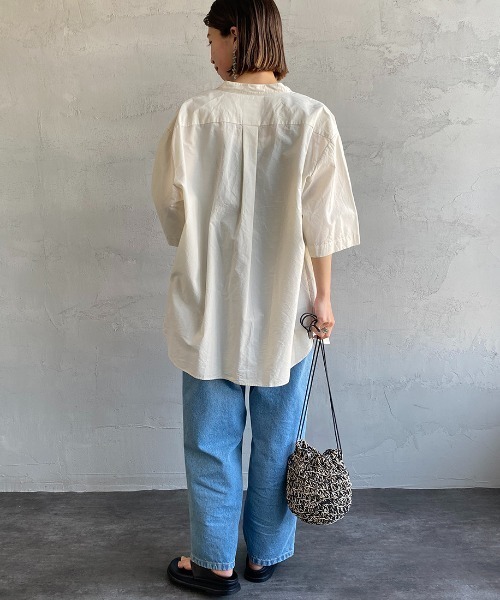 DANTON（ダントン）の「[DANTON/ダントン] コットンリネンブロードシャツ（シャツ/ブラウス・レディース・チャコール/アイボリー/ブラウン・40/42/38）」の7枚目の写真