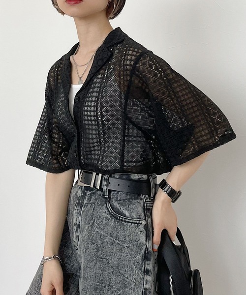 ページボーイ　レース　ジャケット　花柄　シースルーシャツ　サイドゴア　ブーツ ページボーイ レース ジャケット 花柄 シースルーシャツ