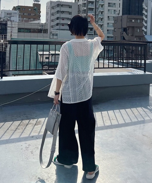 PAGEBOY（ページボーイ）の「レース半袖開襟シャツ（シャツ/ブラウス・レディース・ブラック/オフホワイト/グリーン系その他7・FREE）」の7枚目の写真