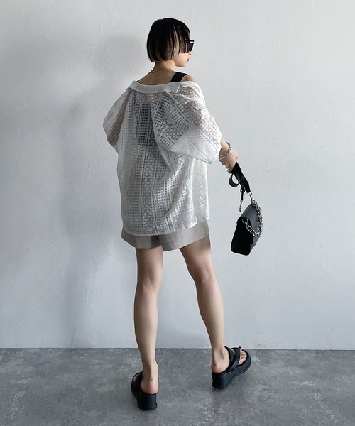 PAGEBOY（ページボーイ）の「レース半袖開襟シャツ（シャツ/ブラウス・レディース・ブラック/オフホワイト/グリーン系その他7・FREE）」の9枚目の写真