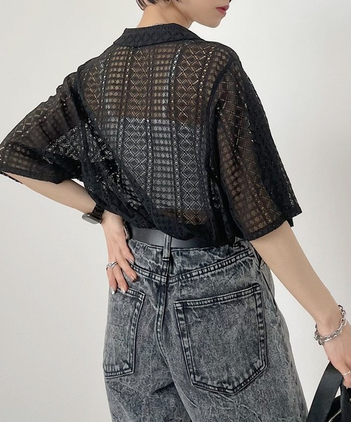 PAGEBOY（ページボーイ）の「レース半袖開襟シャツ（シャツ/ブラウス・レディース・ブラック/オフホワイト/グリーン系その他7・FREE）」の13枚目の写真