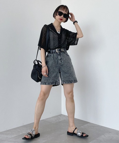 PAGEBOY（ページボーイ）の「レース半袖開襟シャツ（シャツ/ブラウス・レディース・ブラック/オフホワイト/グリーン系その他7・FREE）」の14枚目の写真