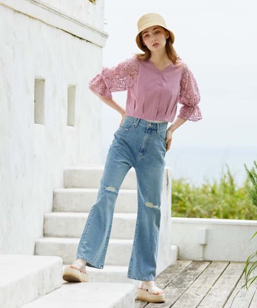 archives（アルシーヴ）の「ダメージデニム（デニムパンツ・レディース・ブラック/ブルー・SMALL/MEDIUM）」の2枚目の写真