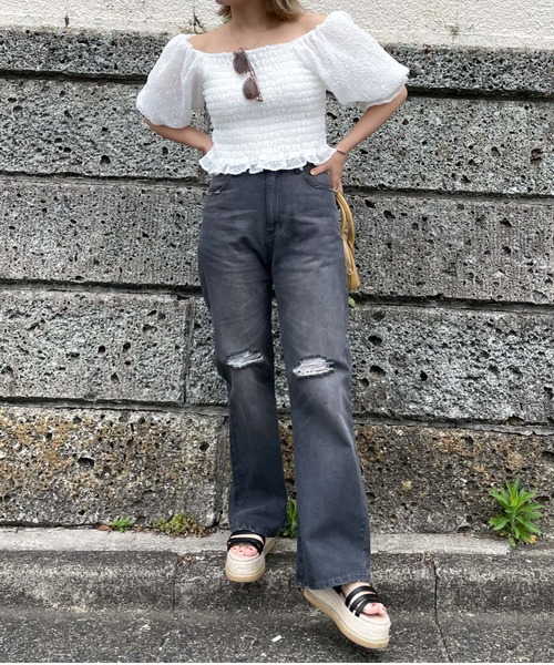 archives（アルシーヴ）の「ダメージデニム（デニムパンツ・レディース・ブラック/ブルー・SMALL/MEDIUM）」の9枚目の写真