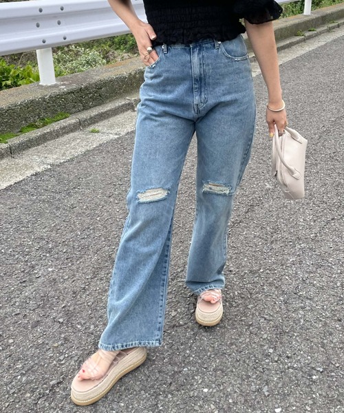 archives（アルシーヴ）の「ダメージデニム（デニムパンツ・レディース・ブラック/ブルー・SMALL/MEDIUM）」の10枚目の写真