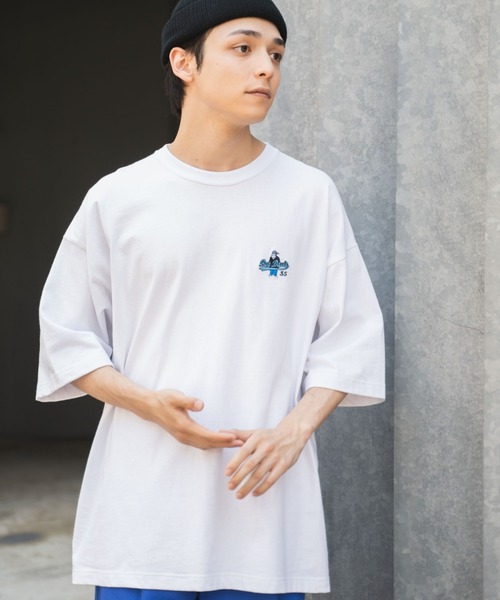 WEGO（ウィゴー）の「∴WEGO/別注ベンデイビス刺繍半袖BIGT（Tシャツ/カットソー・メンズ・ブルー/パープル/ホワイト/ブラック・MEDIUM/LARGE）」の5枚目の写真