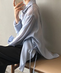 脇紐透け感UVカットブラウス (SS)