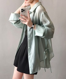 脇紐透け感UVカットブラウス (SS)