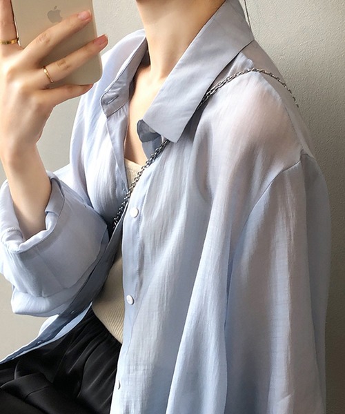 aimoha（アイモハ）の「脇紐透け感UVカットブラウス (SS)（シャツ/ブラウス・レディース・ホワイト/ピンク/イエロー/ブルー/グリーン・MEDIUM/LARGE）」の15枚目の写真