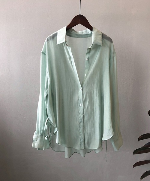 aimoha（アイモハ）の「脇紐透け感UVカットブラウス (SS)（シャツ/ブラウス・レディース・ホワイト/ピンク/イエロー/ブルー/グリーン・MEDIUM/LARGE）」の21枚目の写真