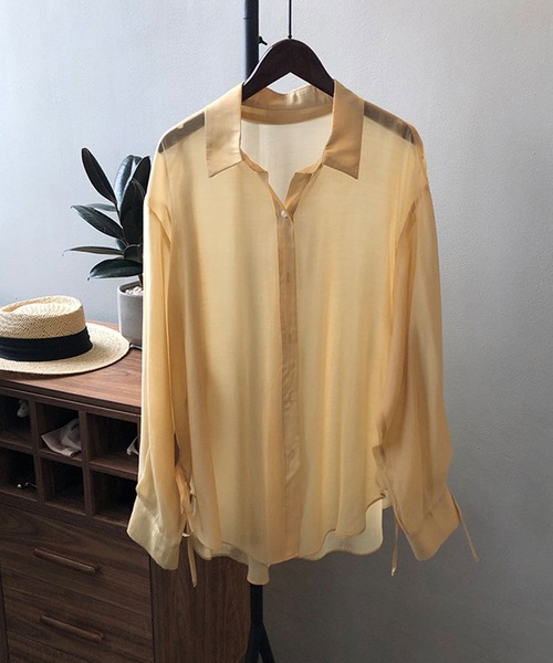 aimoha（アイモハ）の「脇紐透け感UVカットブラウス (SS)（シャツ/ブラウス・レディース・ホワイト/ピンク/イエロー/ブルー/グリーン・MEDIUM/LARGE）」の17枚目の写真