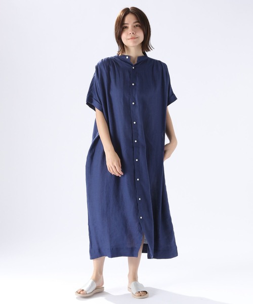 niko and...（ニコアンド）の「リネンワイドフレンチシャツワンピース（ワンピース・レディース・ベージュ/ネイビー/イエロー・MEDIUM/LARGE）」の15枚目の写真