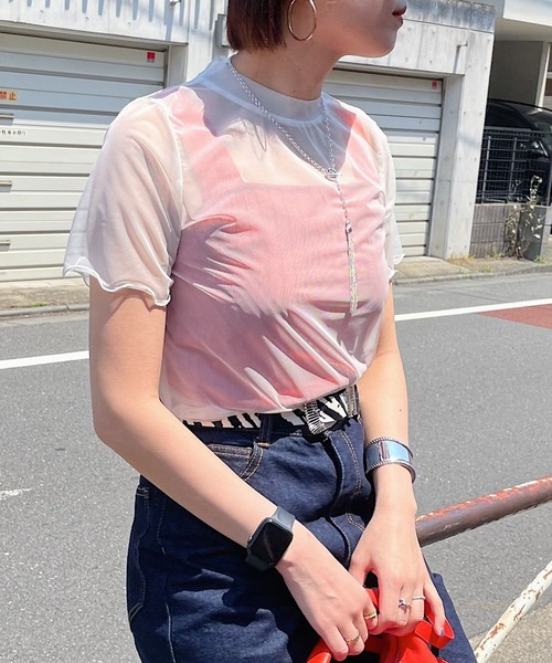 PAGEBOY（ページボーイ）の「アソートシアーショートスリーブ（Tシャツ/カットソー・レディース・ブラック/オフホワイト/ターコイズブルー/ホワイト系その他/イエロー系その他・FREE）」の6枚目の写真