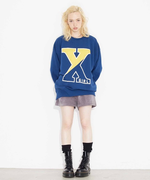 X-girl（エックスガール）の「BIG X LOGO CREW SWEAT TOP（スウェット・レディース・ブラック/ネイビー/アッシュ・S/M/L/XL）」の4枚目の写真