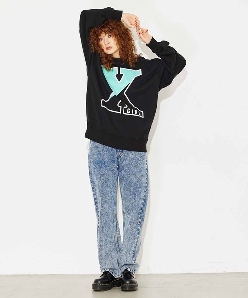 X-girl（エックスガール）の「BIG X LOGO CREW SWEAT TOP（スウェット・レディース・ブラック/ネイビー/アッシュ・S/M/L/XL）」の7枚目の写真