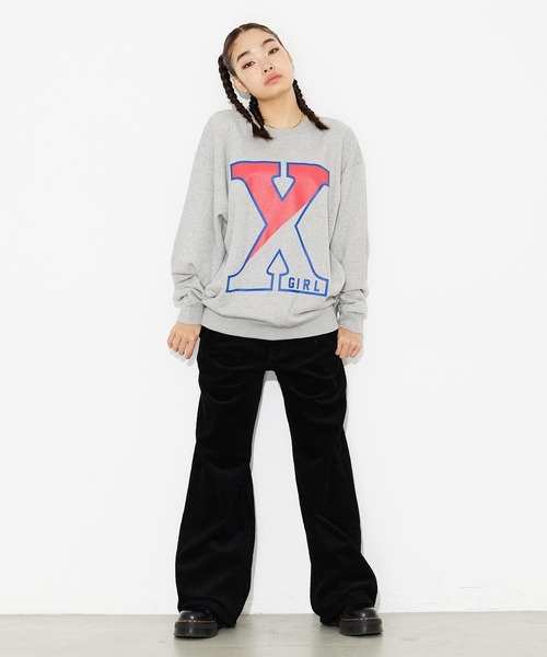 X-girl（エックスガール）の「BIG X LOGO CREW SWEAT TOP（スウェット・レディース・ブラック/ネイビー/アッシュ・S/M/L/XL）」の8枚目の写真