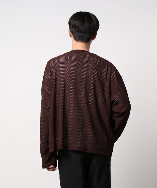 VENCEEXCHANGE(ヴァンスエクスチェンジ)の「透かし編みニットソーカーディガン(カーディガン/ボレロ・メンズ・オフホワイト/ブラック/ブラウン・M/L)」の5枚目の写真