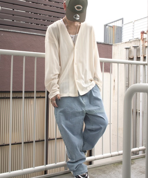 VENCEEXCHANGE(ヴァンスエクスチェンジ)の「透かし編みニットソーカーディガン(カーディガン/ボレロ・メンズ・オフホワイト/ブラック/ブラウン・M/L)」の13枚目の写真