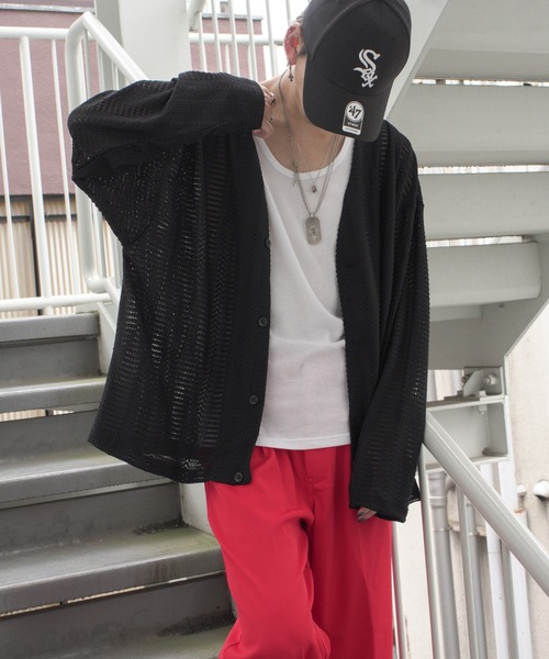 VENCEEXCHANGE(ヴァンスエクスチェンジ)の「透かし編みニットソーカーディガン(カーディガン/ボレロ・メンズ・オフホワイト/ブラック/ブラウン・M/L)」の14枚目の写真