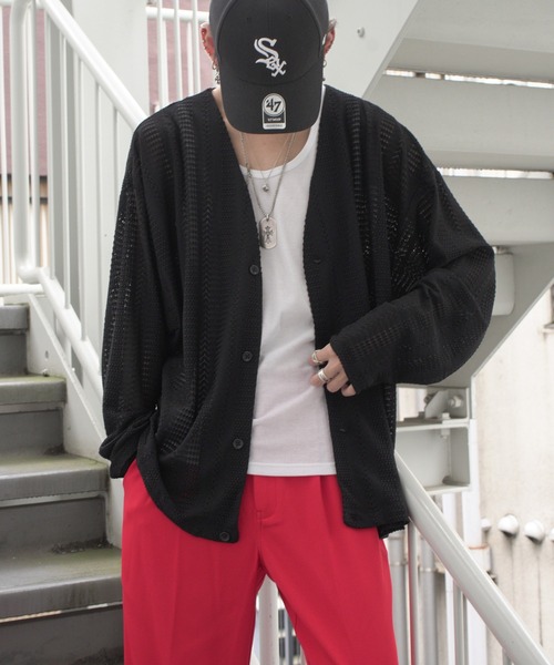 VENCEEXCHANGE(ヴァンスエクスチェンジ)の「透かし編みニットソーカーディガン(カーディガン/ボレロ・メンズ・オフホワイト/ブラック/ブラウン・M/L)」の15枚目の写真