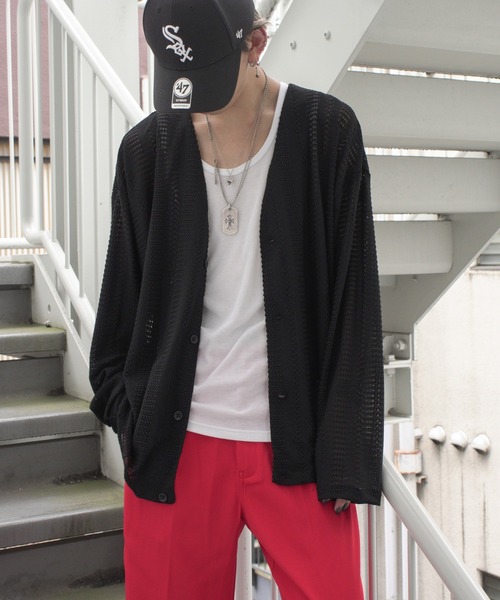 VENCEEXCHANGE(ヴァンスエクスチェンジ)の「透かし編みニットソーカーディガン(カーディガン/ボレロ・メンズ・オフホワイト/ブラック/ブラウン・M/L)」の16枚目の写真