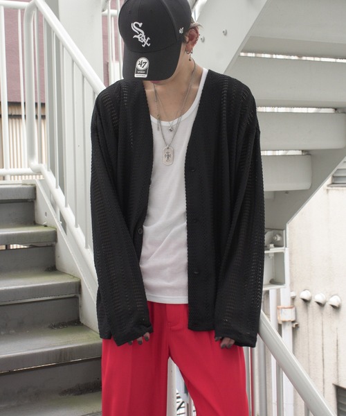 VENCEEXCHANGE(ヴァンスエクスチェンジ)の「透かし編みニットソーカーディガン(カーディガン/ボレロ・メンズ・オフホワイト/ブラック/ブラウン・M/L)」の17枚目の写真