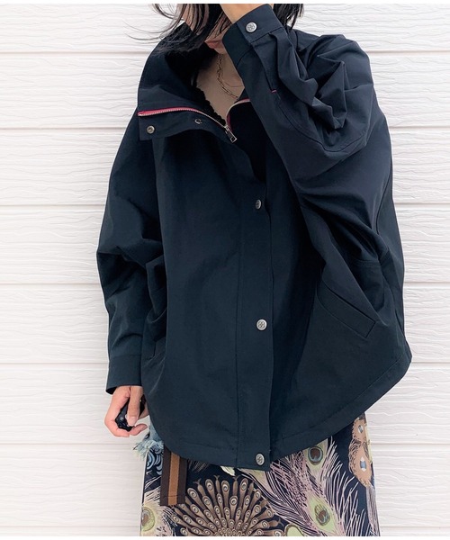 Q（キュー）の「ツイルリラックスブルゾン（ブルゾン・レディース・ネイビー/キャメル・MEDIUM）」の2枚目の写真