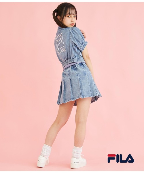 ANAP GiRL(アナップガール)の「【ANAPGiRL×FILAコラボ】パフスリライダースジャケット(ライダースジャケット・キッズ・ライトブルー/ベビーピンク・S/M/XS)」の21枚目の写真